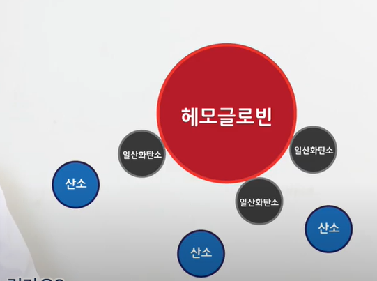 일산화탄소가 산소를 밀어내 저산소증에 빠질 수 있다. <그림=유튜브 채널 '한양대학교병원' 캡처>