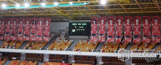  페퍼스타디움에 걸린 AI 페퍼스 선수들의 사진. <사진=윤동욱 기자>
