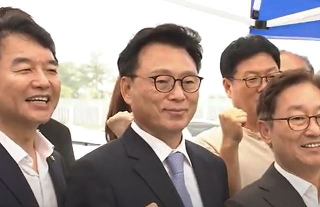 박광온 원내대표가 7일 세종시에 방문했다. <사진=대전 MBC 캡처>